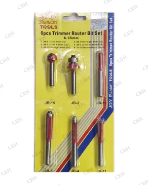 JON BHANDARI 6PC TRIMMER ROUTER BIT SET