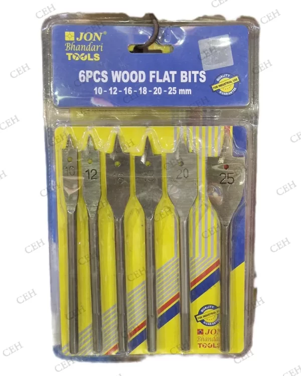 JON BHANDARI Trishul Flat Drill Bit 6 PC Set for Wood (triangular)